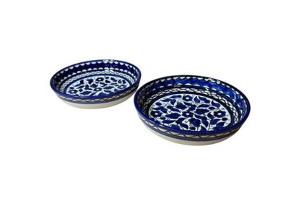 Bowl | Set of 2 Bowls 18 cm flat Bowl Handmade Palestinian Potery